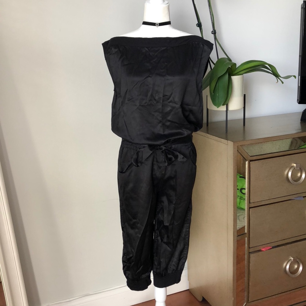 Armani Exchange Silk Round Neck Black Romper